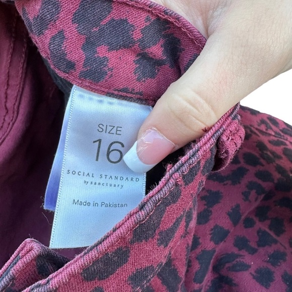 Social Standard by Sanctuary Mid-Rise Ankle Skinny Jeans Womens Size 16 Cheetah - Picture 3 of 5